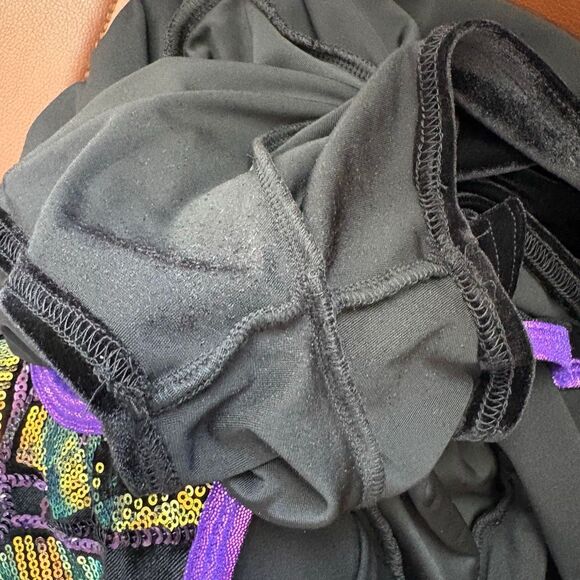 A Wish Come True 24203X Dance Costume Black Velvet Purple Gold Sequins Jazz Acro - Picture 10 of 10